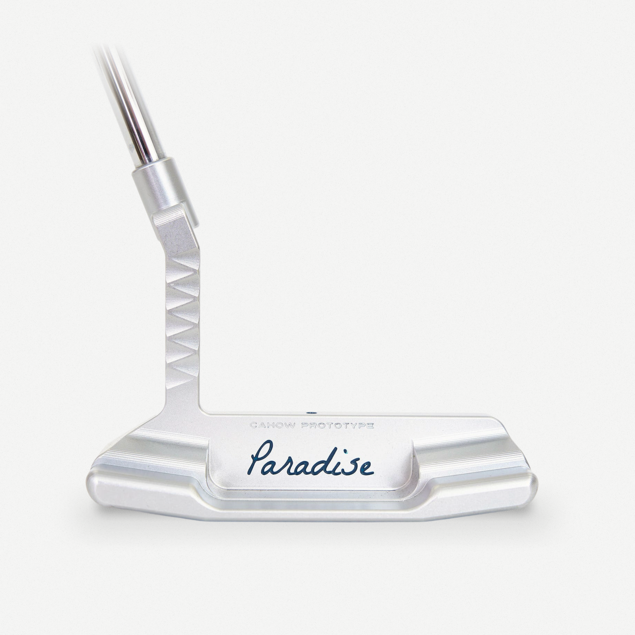 Cahow putter at address
