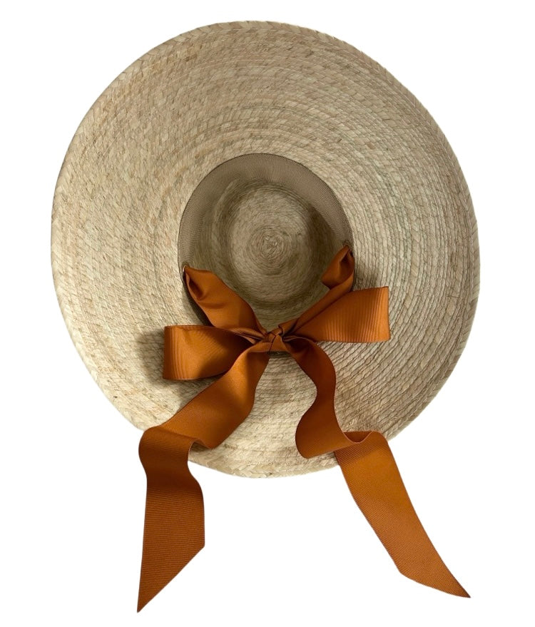 Wildflower Sun Hat - Burnt Orange/Rust Long Grosgrain Ribbon