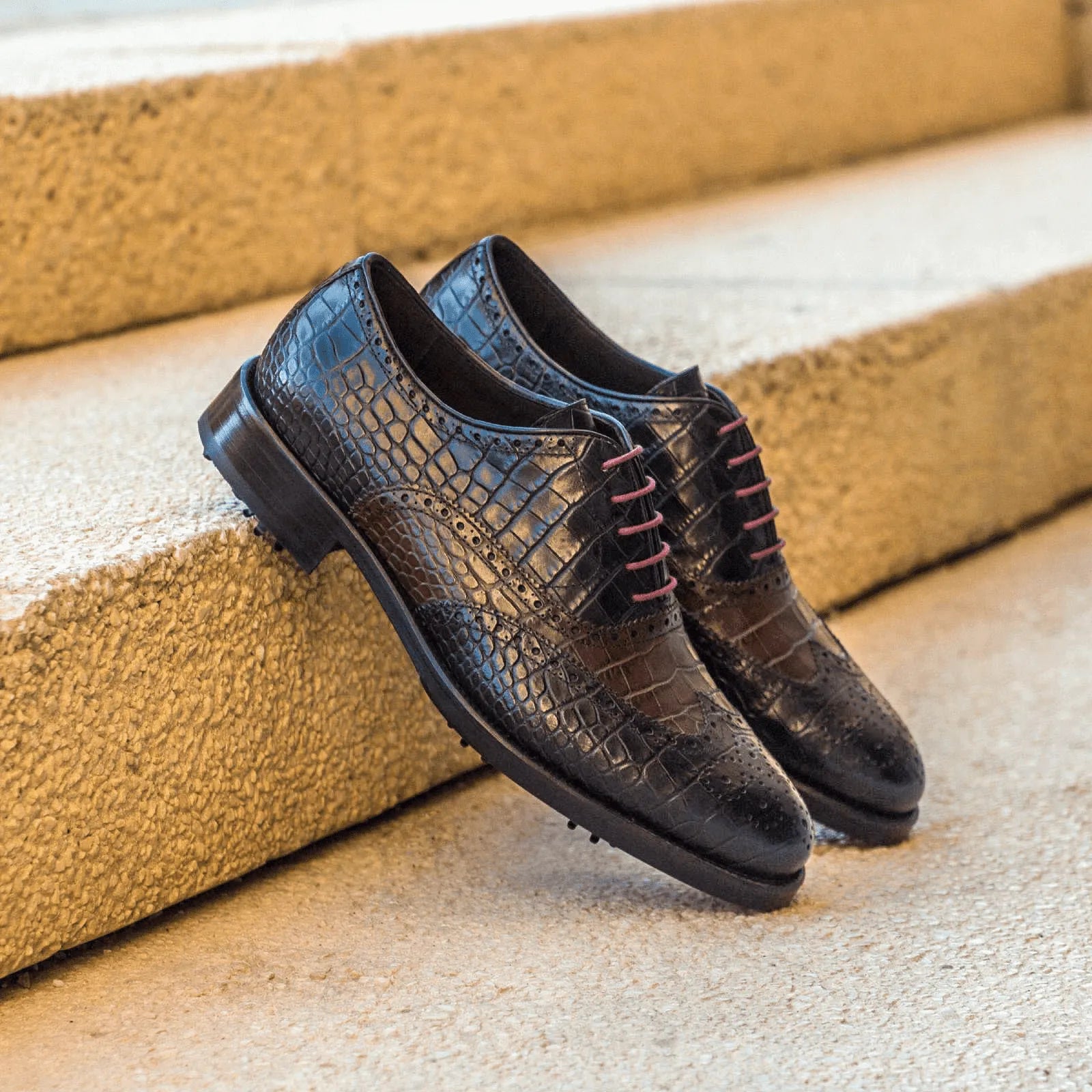 Black & Brown Crocodile Brogues