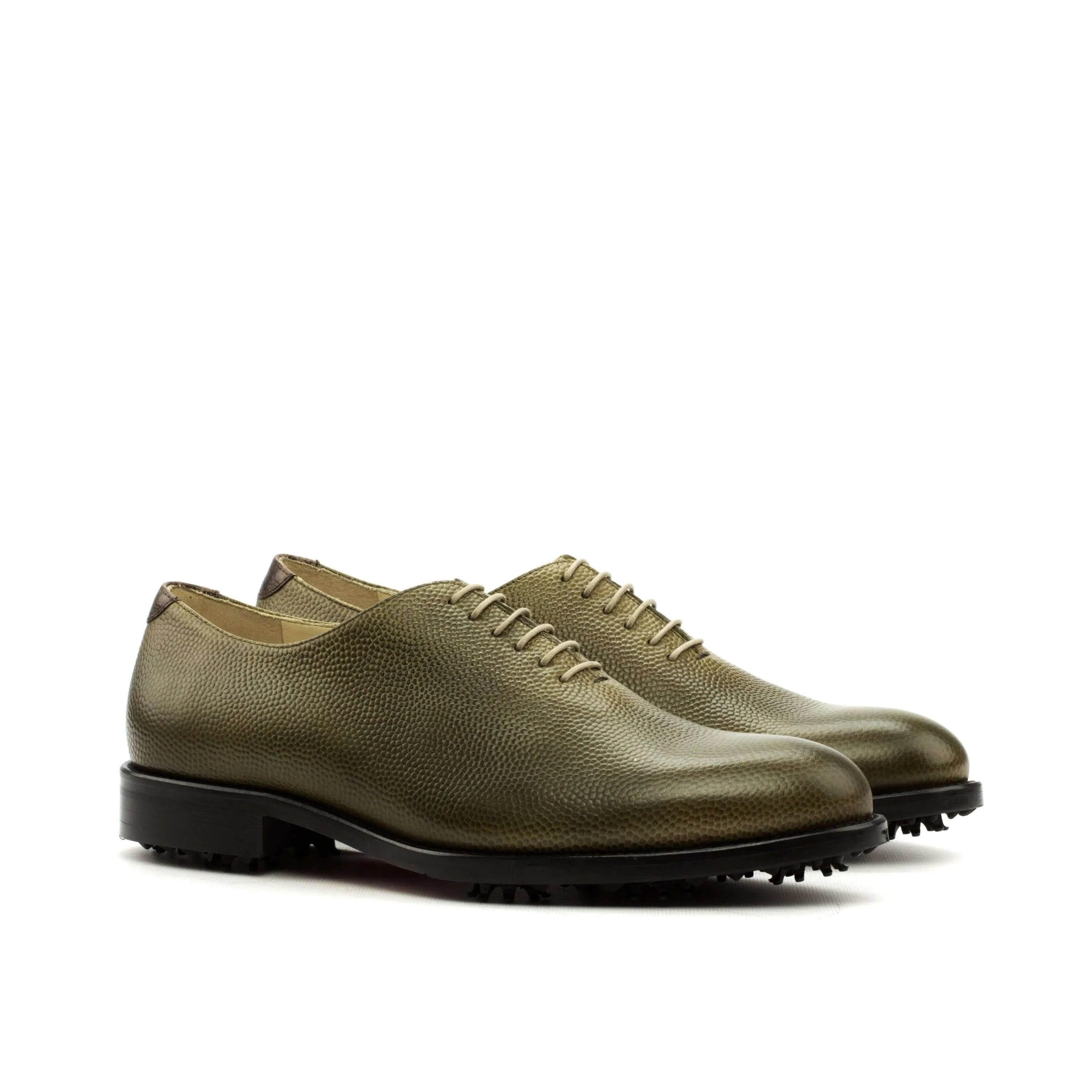 Olive Pebble Grain Golf Oxfords