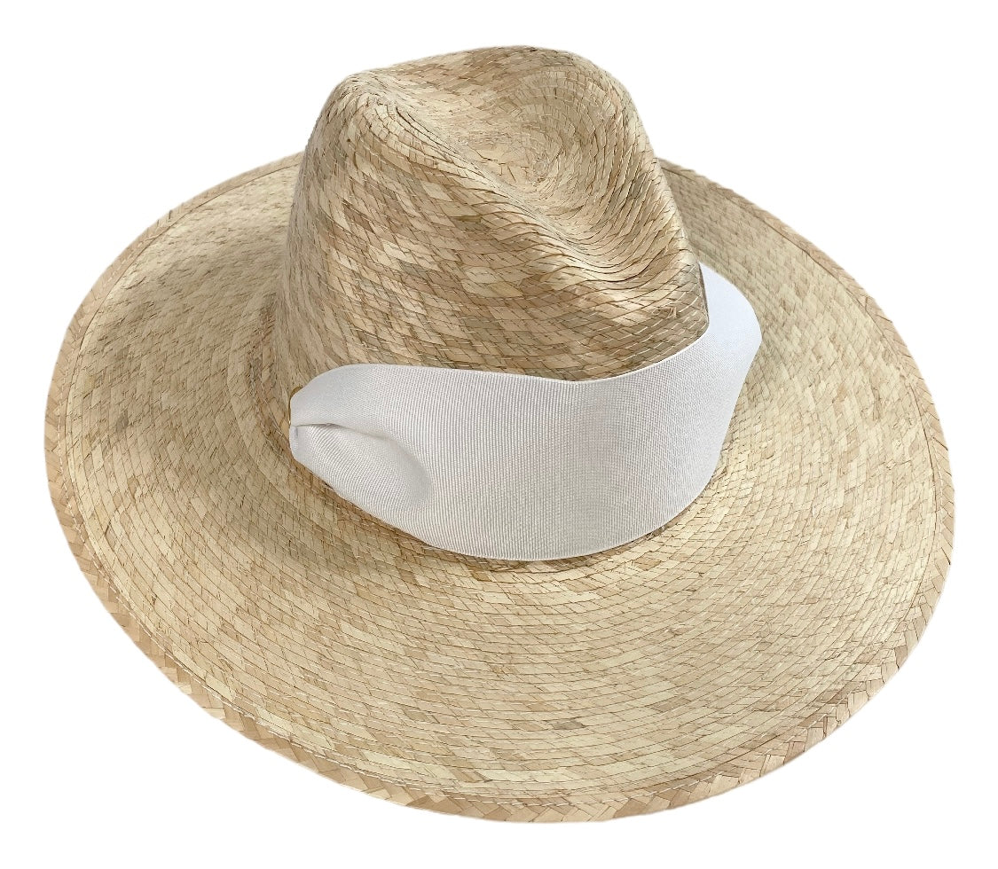 Zinnia Sun Hat - White Wide Grosgrain Ribbon