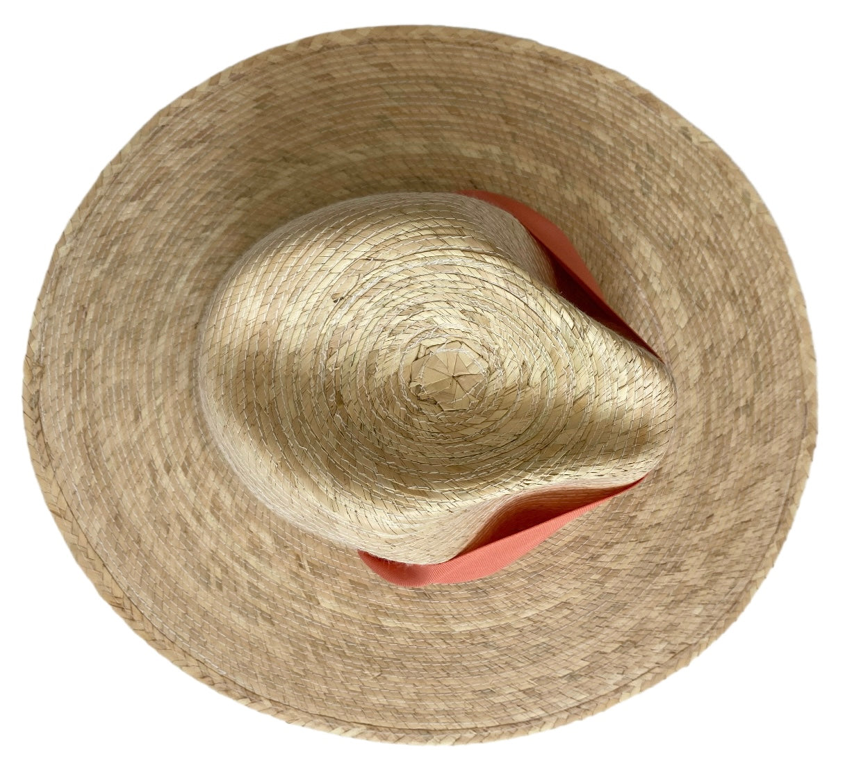 Zinnia Sun Hat - Coral Wide & Short Grosgrain Ribbon