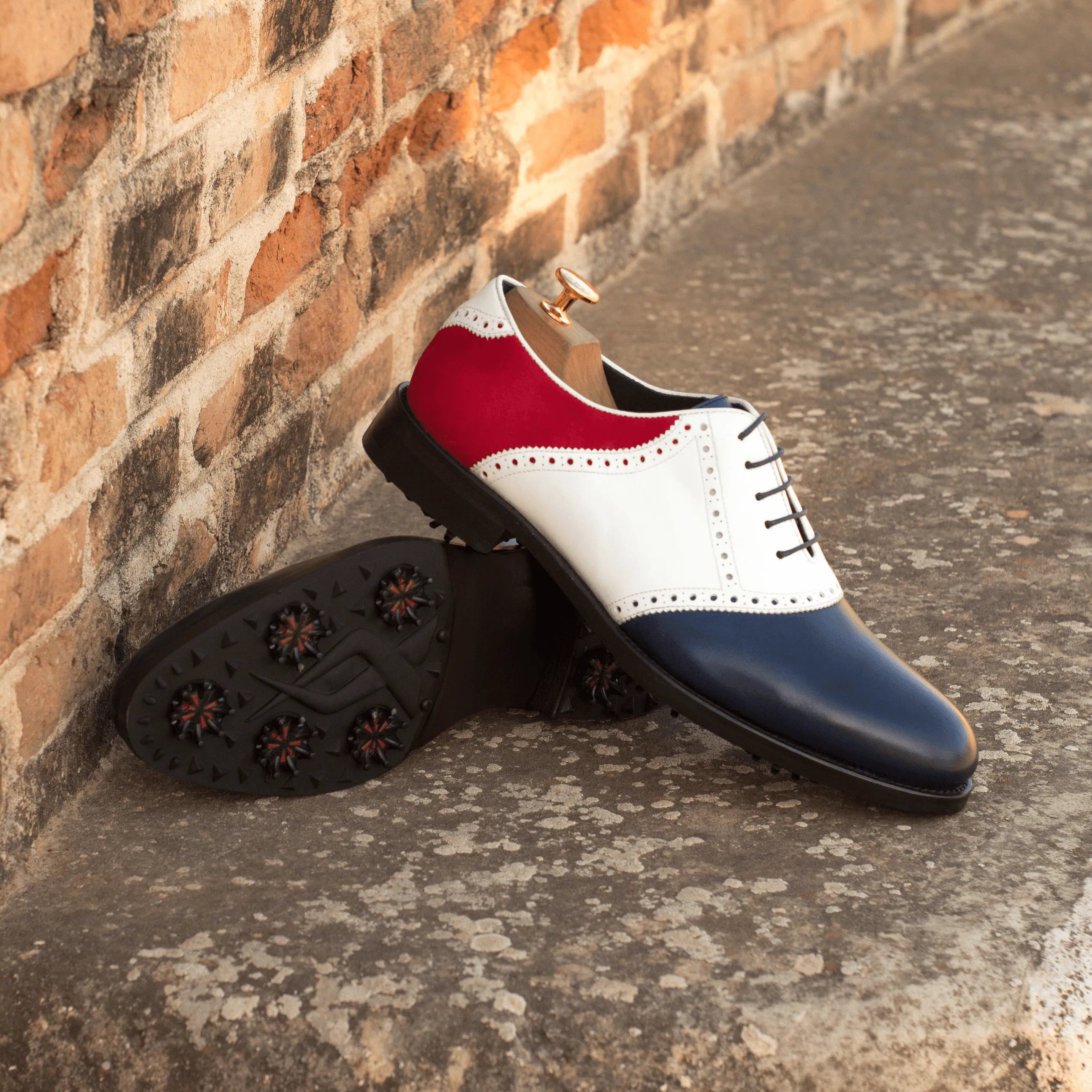 Navy & Red Golf Saddle Shoes