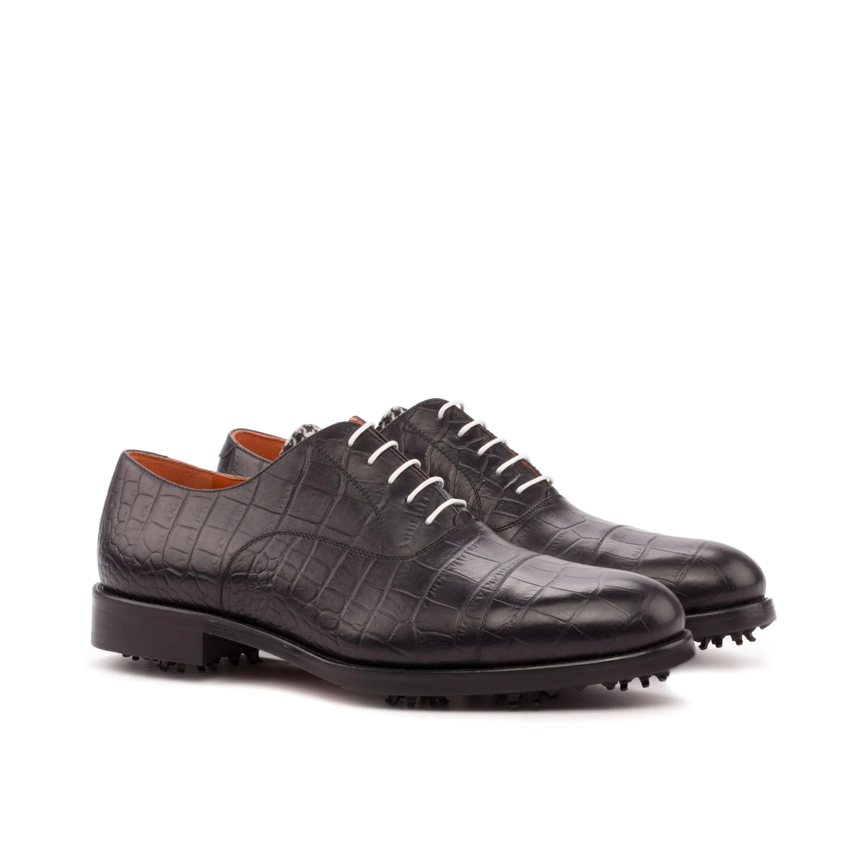 Black Crocodile Golf Oxfords