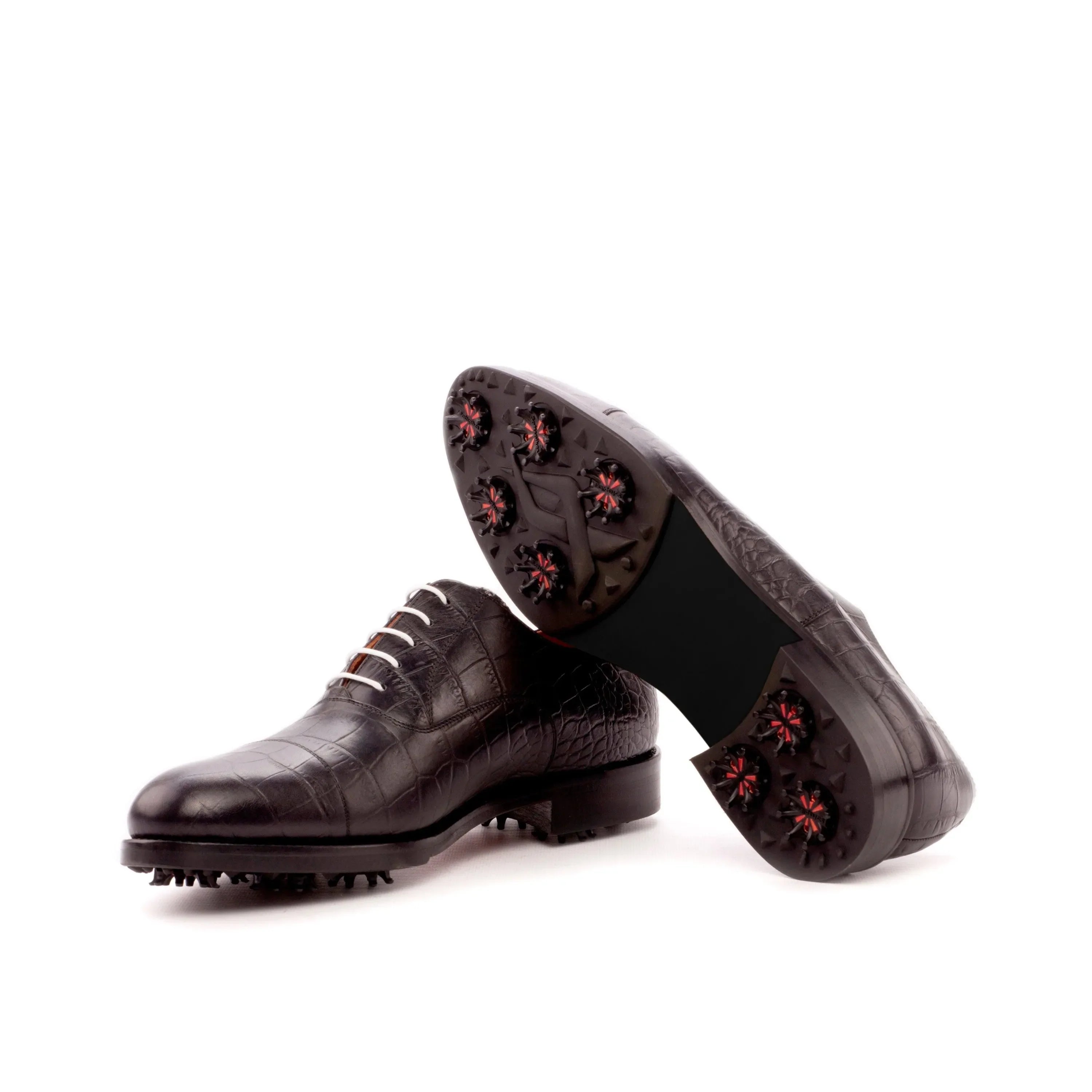 Black Crocodile Golf Oxfords