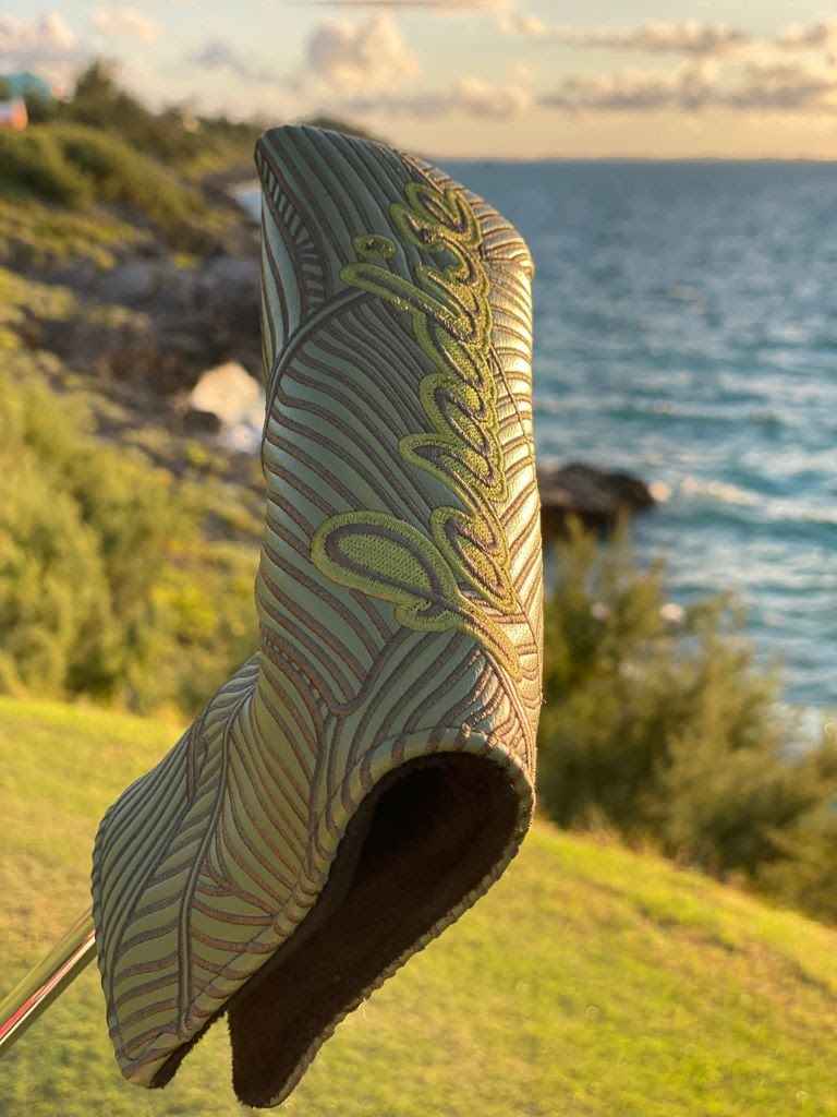 Paget Green leather putter headcover by Paradise Golf